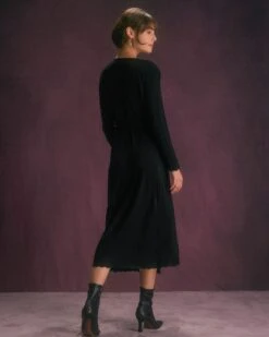 The Black V Neck Tie Wrap Knit Midi Dress -Outlet Dress Mix Up Store the black wrap knit midi dress dresses xv5ooz