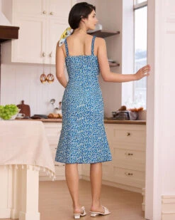 The Blue Floral Frill Trim Midi Dress -Outlet Dress Mix Up Store the blue floral frill trim midi dress dresses w1nyu4