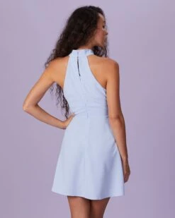 The Blue Halter Hollow Out Mini Dress 11 The Blue Halter Hollow Out Mini Dress -Outlet Dress Mix Up Store the blue halter sleeveless mini dress dresses wgdk3e 706239