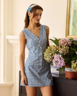 The Blue High-waisted Plaid A-line Mini Skirt 9 The Blue High-waisted Plaid A-line Mini Skirt -Outlet Dress Mix Up Store the blue plaid a line mini skirt bottoms oybajt