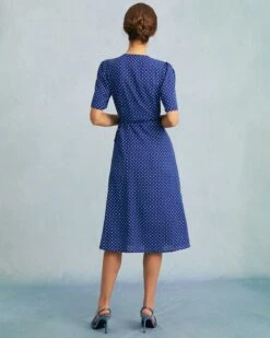 The Blue V Neck Polka Dot Wrap Midi Dress 13 The Blue V Neck Polka Dot Wrap Midi Dress -Outlet Dress Mix Up Store the blue polka dot wrap midi dress dresses of61wr 589191