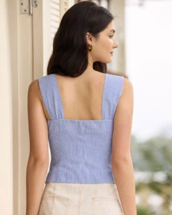 The Blue Sweetheart Neck Striped Tank Top -Outlet Dress Mix Up Store the blue sweetheart neck striped tank top tops mhvvzn