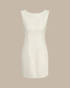 The Beige Boat Neck Back Bowknot Mini Dress -Outlet Dress Mix Up Store the boat neck back bowknot dress dresses mra3mk