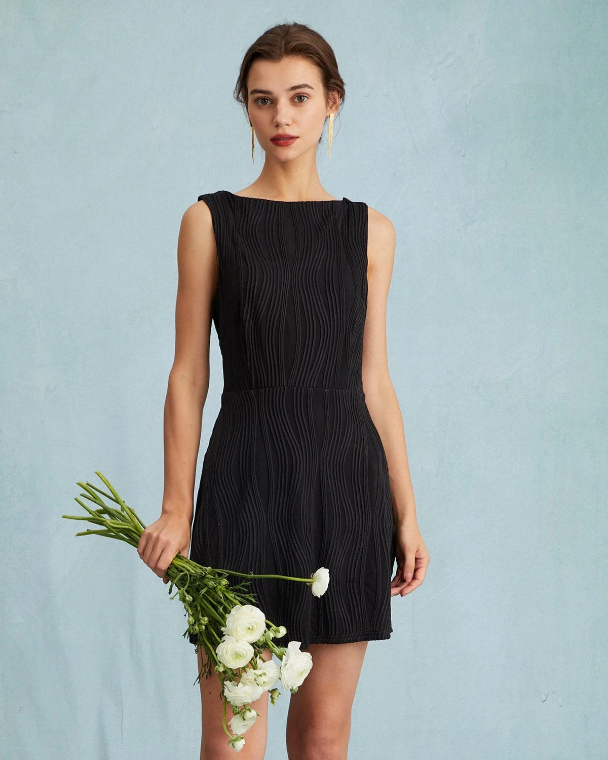 The Solid Water Ripple Textured Sleeveless Mini Dress 1 The Solid Water Ripple Textured Sleeveless Mini Dress