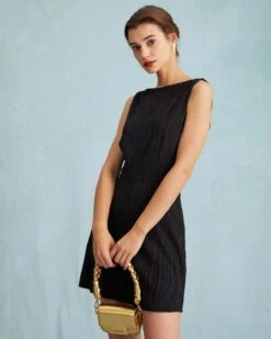 The Solid Water Ripple Textured Sleeveless Mini Dress 13 The Solid Water Ripple Textured Sleeveless Mini Dress -Outlet Dress Mix Up Store the boat neck backless textured mini dress dresses fbw3xo 984568