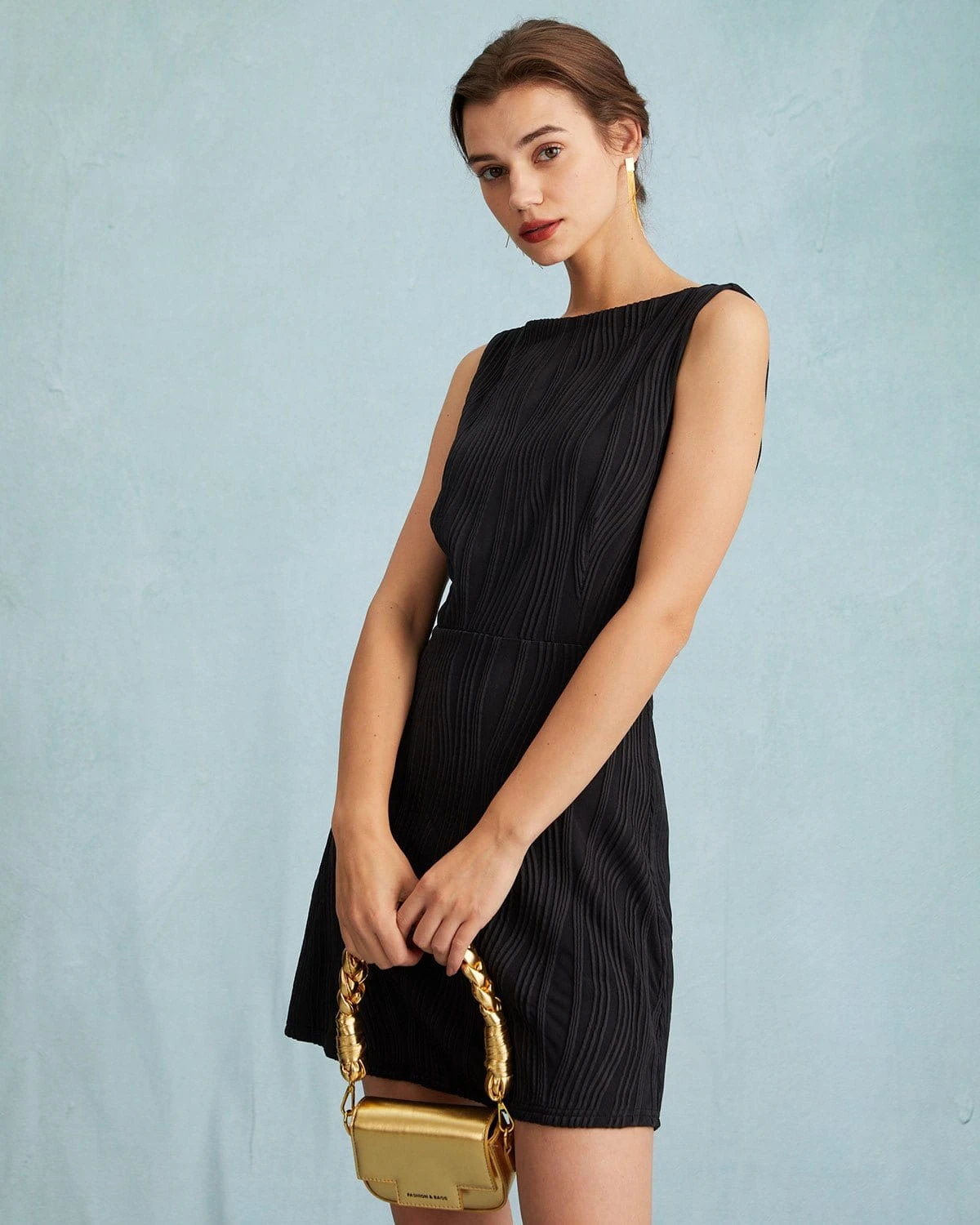 The Solid Water Ripple Textured Sleeveless Mini Dress 4 The Solid Water Ripple Textured Sleeveless Mini Dress - Image 4