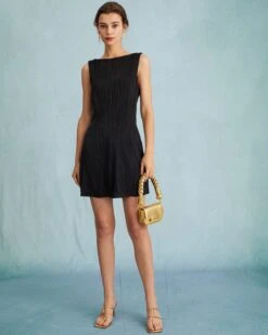 The Solid Water Ripple Textured Sleeveless Mini Dress 14 The Solid Water Ripple Textured Sleeveless Mini Dress -Outlet Dress Mix Up Store the boat neck backless textured mini dress dresses h7h2do 348837