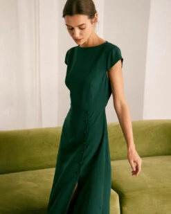 The Green Boat Neck Cutout Back Midi Dress -Outlet Dress Mix Up Store the boat neck cutout back dress dresses szk6t9