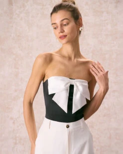The Black Bowknot Satin Tube Tank Top 10 The Black Bowknot Satin Tube Tank Top -Outlet Dress Mix Up Store the bowknot satin tube top tops xa2tpm
