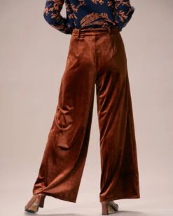 The Brown High Waisted Velvet Wide Leg Pants -Outlet Dress Mix Up Store the brown high waisted velvet wide leg pants bottoms dorepf