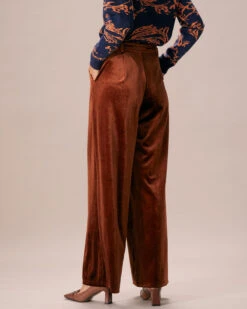 The Brown High Waisted Velvet Wide Leg Pants -Outlet Dress Mix Up Store the brown high waisted velvet wide leg pants bottoms egjauq