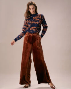 The Brown High Waisted Velvet Wide Leg Pants -Outlet Dress Mix Up Store the brown high waisted velvet wide leg pants bottoms g4xdfq