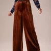 The Brown High Waisted Velvet Wide Leg Pants