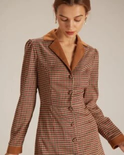 The Brown Plaid Spliced Suede Mini Dress 10 The Brown Plaid Spliced Suede Mini Dress -Outlet Dress Mix Up Store the brown plaid spliced suede mini dress dresses hwhdvk