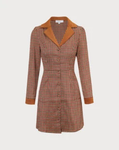 The Brown Plaid Spliced Suede Mini Dress 14 The Brown Plaid Spliced Suede Mini Dress -Outlet Dress Mix Up Store the brown plaid spliced suede mini dress dresses ors79x