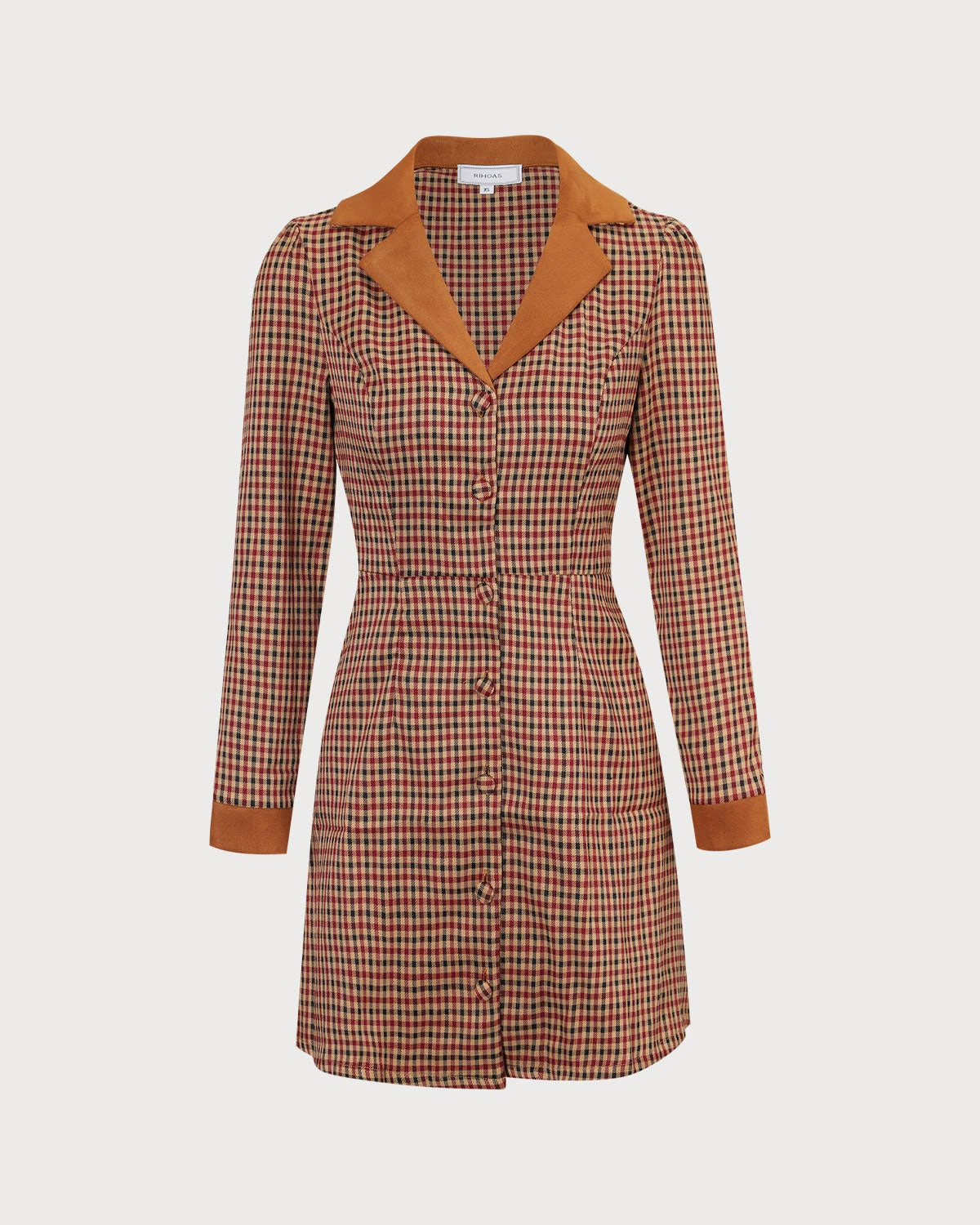 The Brown Plaid Spliced Suede Mini Dress 7 The Brown Plaid Spliced Suede Mini Dress - Image 7