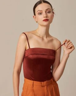 The Brown Zipper Back Satin Cami Top -Outlet Dress Mix Up Store the brown satin solid cami top tops uoy3lf 712411