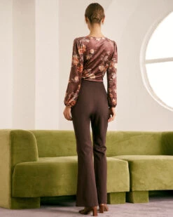 The Brown Square Neck Floral Lace Blouse -Outlet Dress Mix Up Store the brown square neck floral lace blouse tops lelsoe