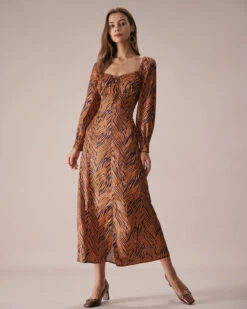 The Brown Sweetheart Neck Zebra Maxi Dress -Outlet Dress Mix Up Store the brown sweetheart neck zebra maxi dress dresses erctrj