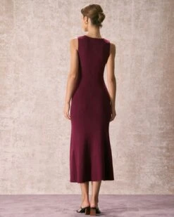 The Burgundy Round Neck Sweater Maxi Dress -Outlet Dress Mix Up Store the burgundy round neck sweater maxi dress dresses ovvmu0