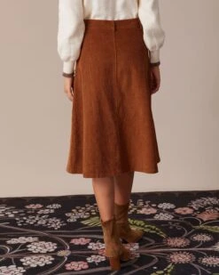 The Brown Button-Front Corduroy Midi Skirt -Outlet Dress Mix Up Store the button front corduroy skirt bottoms asy9q6 864668