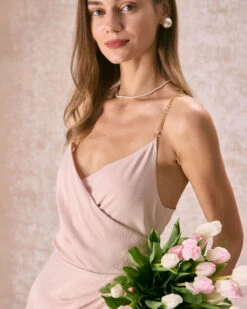 The Apricot Chain Strap Ruched Wrap Mini Dress -Outlet Dress Mix Up Store the chain strap wrap mini dress dresses rr8rtb