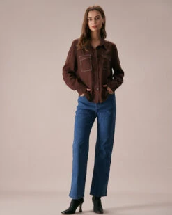 The Coffee Collared Contrasting Seam Shirt -Outlet Dress Mix Up Store the coffee collared contrasting seam shirt tops tzyjz6