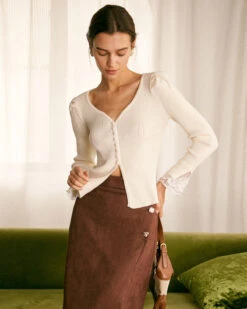 The Coffee High Waisted Suede Slit Midi Skirt 7 The Coffee High Waisted Suede Slit Midi Skirt -Outlet Dress Mix Up Store the coffee high waisted suede midi skirt bottoms 7aigck