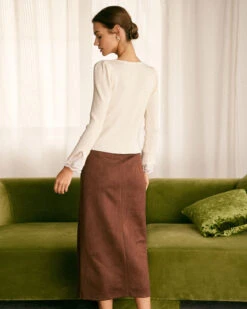 The Coffee High Waisted Suede Slit Midi Skirt 9 The Coffee High Waisted Suede Slit Midi Skirt -Outlet Dress Mix Up Store the coffee high waisted suede midi skirt bottoms t1dut9
