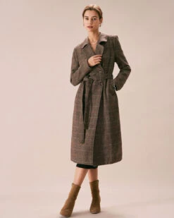 The Coffee Lapel Belted Double Breasted Coat -Outlet Dress Mix Up Store the coffee lapel double breasted coat outerwear iydvp4
