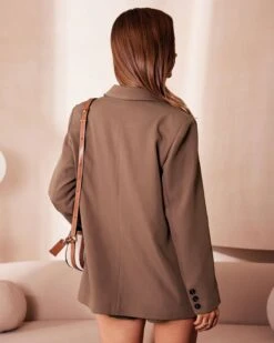 The Coffee Lapel Button Wide-waisted Blazer 9 The Coffee Lapel Button Wide-waisted Blazer -Outlet Dress Mix Up Store the coffee lapel pocket blazer outerwear yvfsrz 485140
