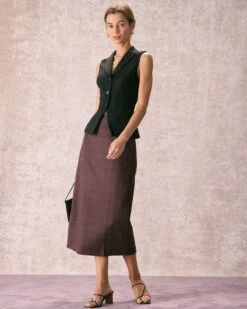 The Coffee High Waisted Plaid Midi Skirt -Outlet Dress Mix Up Store the coffee plaid midi skirt bottoms dru60c