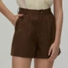 The Coffee Pleated High-Waisted Wide Leg Shorts