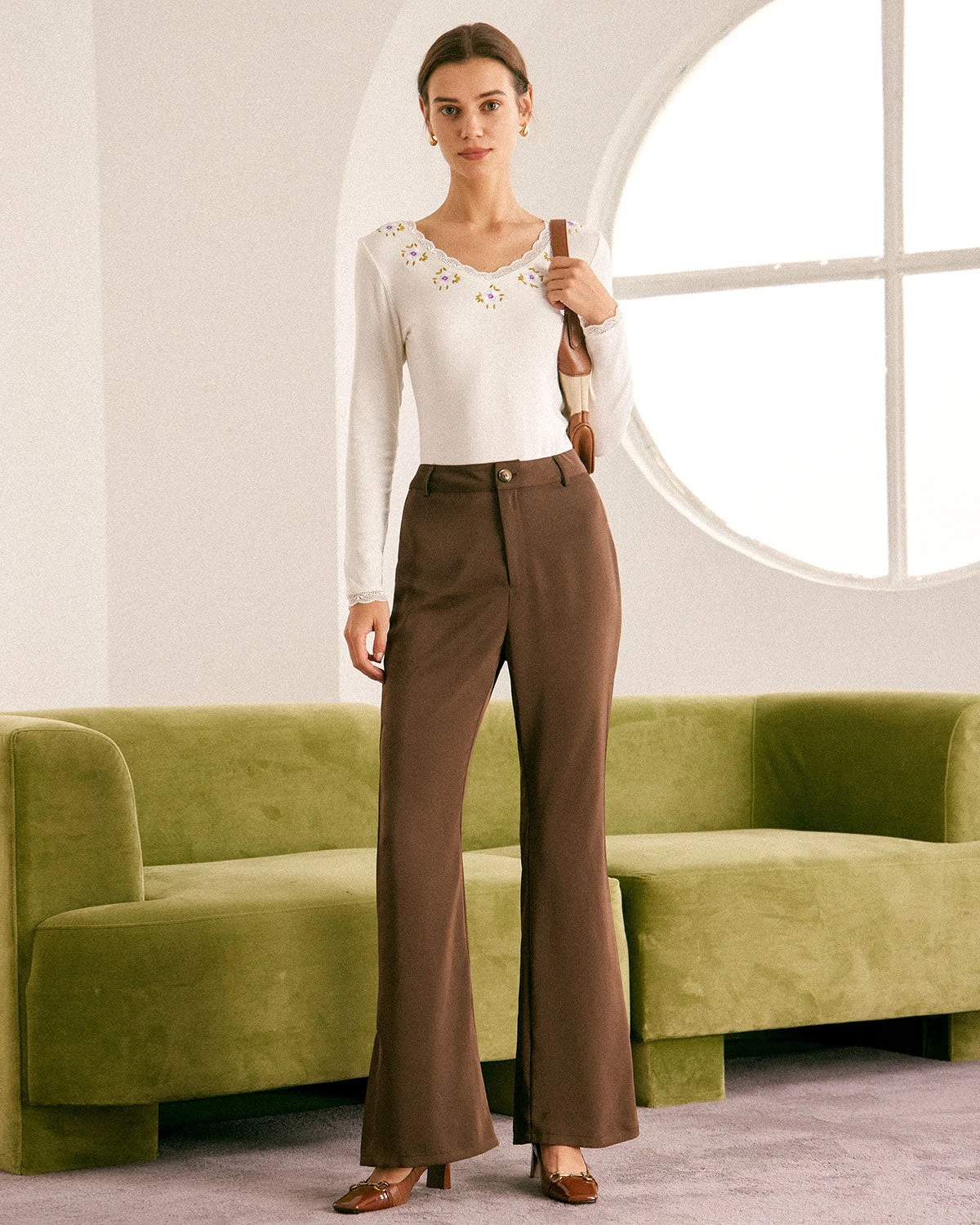 The Coffee Button Split Hem Flare Leg Pants 2 The Coffee Button Split Hem Flare Leg Pants - Image 2
