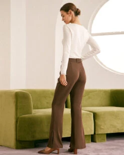 The Coffee Button Split Hem Flare Leg Pants 9 The Coffee Button Split Hem Flare Leg Pants -Outlet Dress Mix Up Store the coffee split hem flare leg pants bottoms ypuwwy