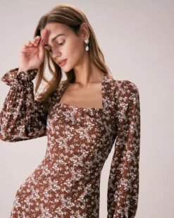 The Coffee Square Neck Floral Mini Dress -Outlet Dress Mix Up Store the coffee square neck floral mini dress dresses df5xfq