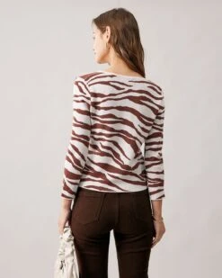 The Coffee V Neck Zebra Knit Cardigan -Outlet Dress Mix Up Store the coffee v neck zebra knit cardigan tops fxmogf 470307