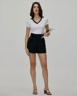 The White Collared Contrast Trim Tee -Outlet Dress Mix Up Store the collared contrast trim tee tops whdluq