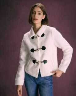 The White Horn Button Long Sleeve Jacket -Outlet Dress Mix Up Store the collared horn button jacket outerwear zfc1v2