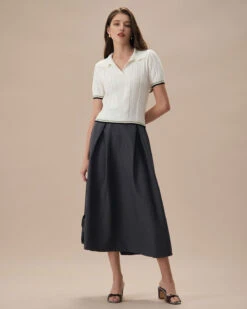 The White Collared Pointelle Contrast Knit Tee -Outlet Dress Mix Up Store the collared pointelle contrast knit tee tops 3nuqja