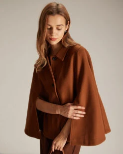 The Brown Collared Single Breasted Cape 9 The Brown Collared Single Breasted Cape -Outlet Dress Mix Up Store the collared single breasted cape outerwear athsnt