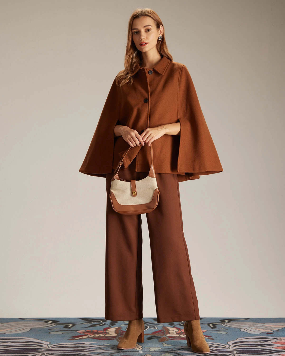 The Brown Collared Single Breasted Cape 2 The Brown Collared Single Breasted Cape - Image 2