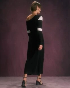The Colorblock One Shoulder Knit Midi Dress -Outlet Dress Mix Up Store the colorblock one shoulder slit knit dress dresses cwjgis