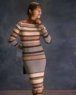 The Multi Colorblock Striped Knit Midi Dress -Outlet Dress Mix Up Store the colorblock striped knitted dress dresses xbxznf