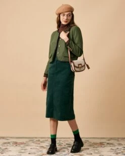 The Green Round Neck Button-up Jacket -Outlet Dress Mix Up Store the contrast trim flap detail jacket outerwear totvde