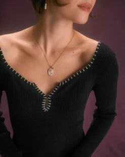 The Black Contrast Trim A-Line Knit Mini Dress -Outlet Dress Mix Up Store the contrast trim knitted dress dresses lwqi4m