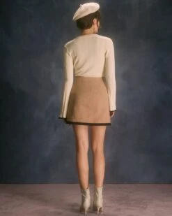 The Apricot Contrast Trim Pointelle Knit Top -Outlet Dress Mix Up Store the contrast trim knitted top tops b4dwpl