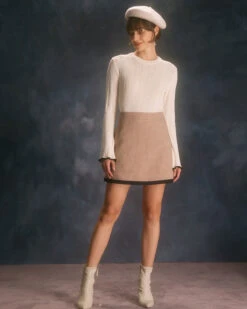 The Khaki High Waisted Contrast Mini Skirt 12 The Khaki High Waisted Contrast Mini Skirt -Outlet Dress Mix Up Store the contrast trim mini skirt bottoms bcxeqp