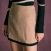 The Khaki High Waisted Contrast Mini Skirt