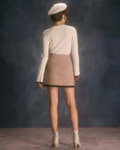 The Khaki High Waisted Contrast Mini Skirt 15 The Khaki High Waisted Contrast Mini Skirt -Outlet Dress Mix Up Store the contrast trim mini skirt bottoms z8egkb